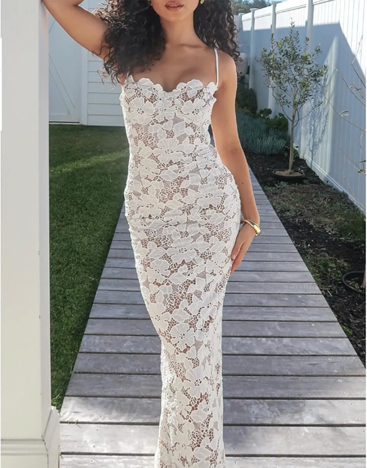 Fashion Evening Dress Sexy Lace Women's Dresses Hip-Wrapped Camisole Evening Dresses for Women Backless Slit Maxi Dress