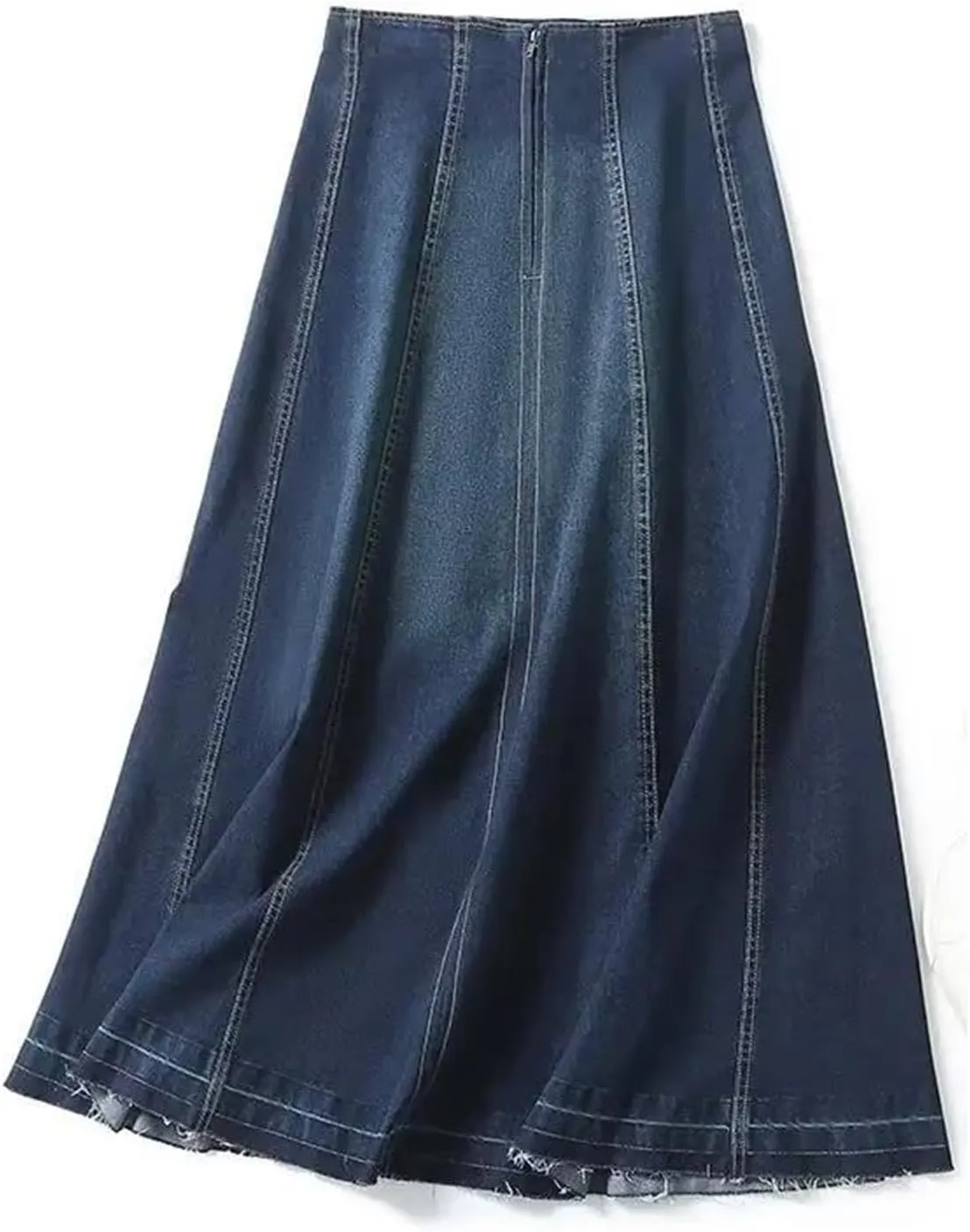 Fashion Ladies Vintage Denim Skirt Fitting High Waisted Patchwork Slim Midi Skirt Women