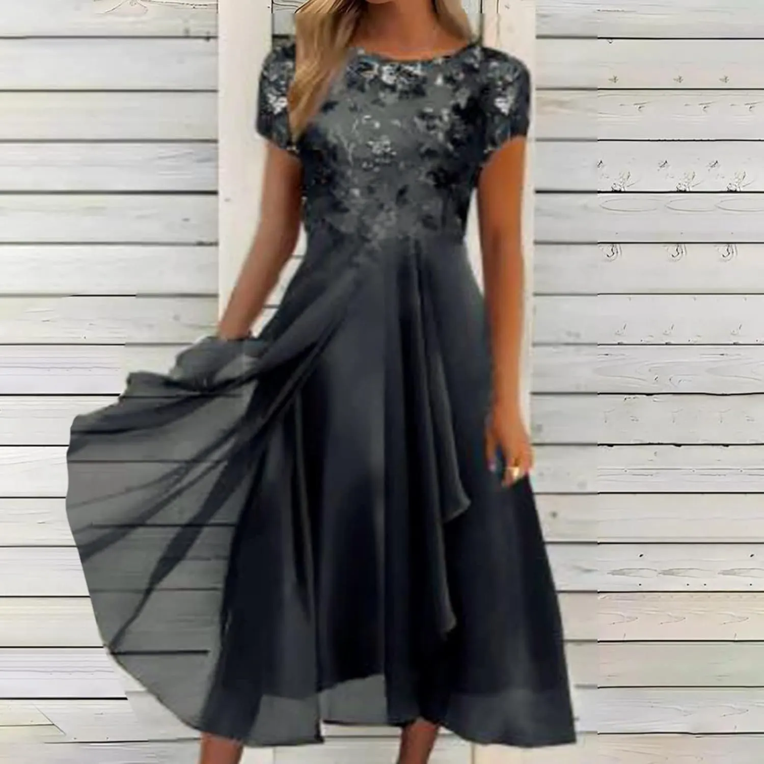 Flowy Lace Chiffon Dress Elegant Formal Evening Party Wedding Mother of The Bride Dresses for Women 2025