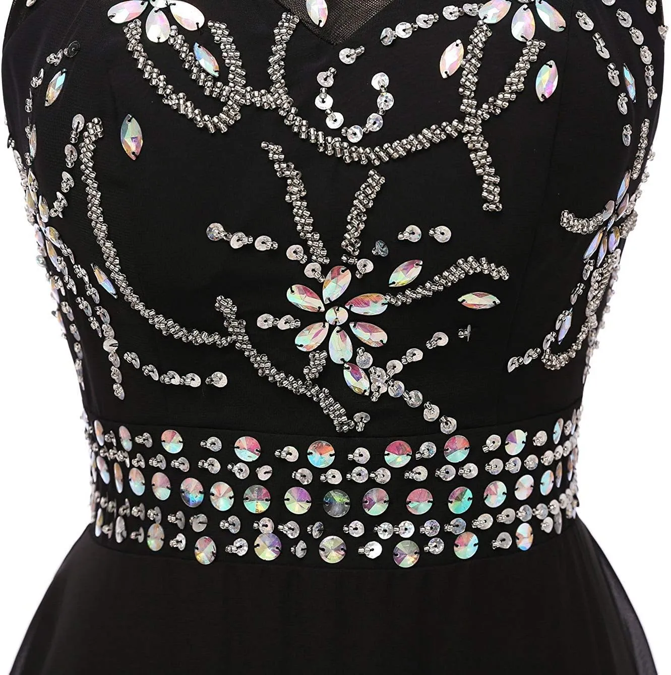 FTBY Womens Ombre Evening Dresses Gradient Chiffon Beaded Long Formal Halter Prom Gowns