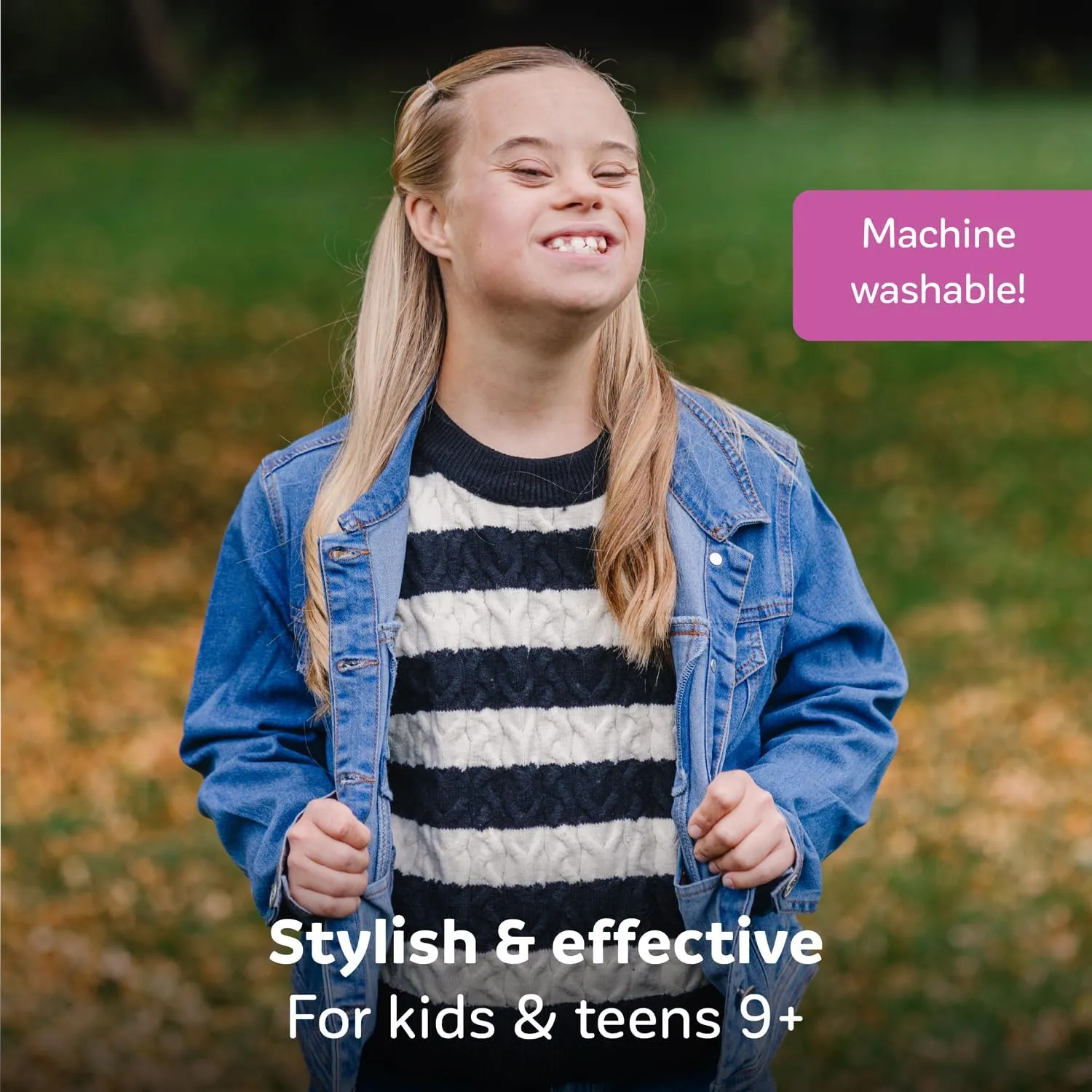 Fun and Function Weighted Denim Jacket - 2 lbs of Removable Weights - Sensory Clothing for Boys & Girls Ages 9 