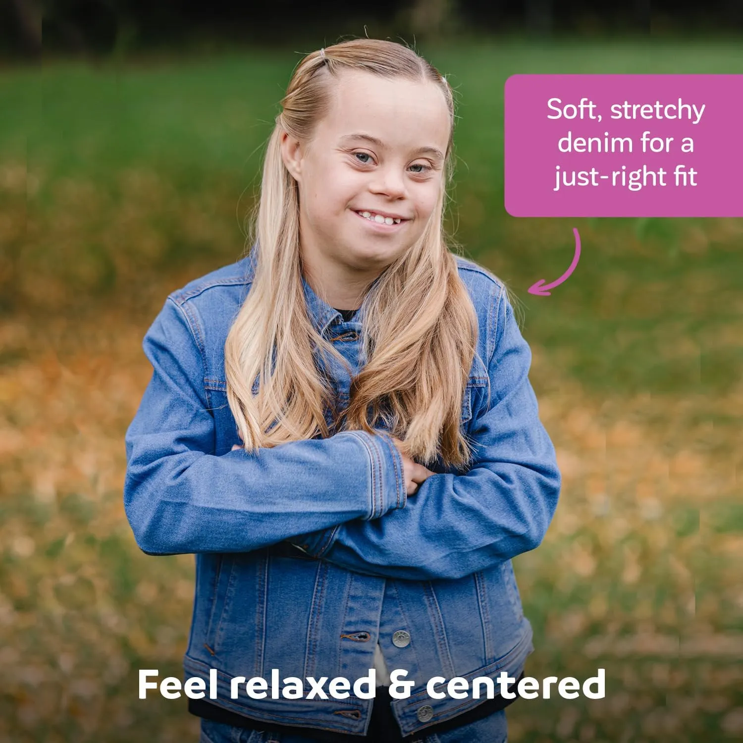 Fun and Function Weighted Denim Jacket - 2 lbs of Removable Weights - Sensory Clothing for Boys & Girls Ages 9 