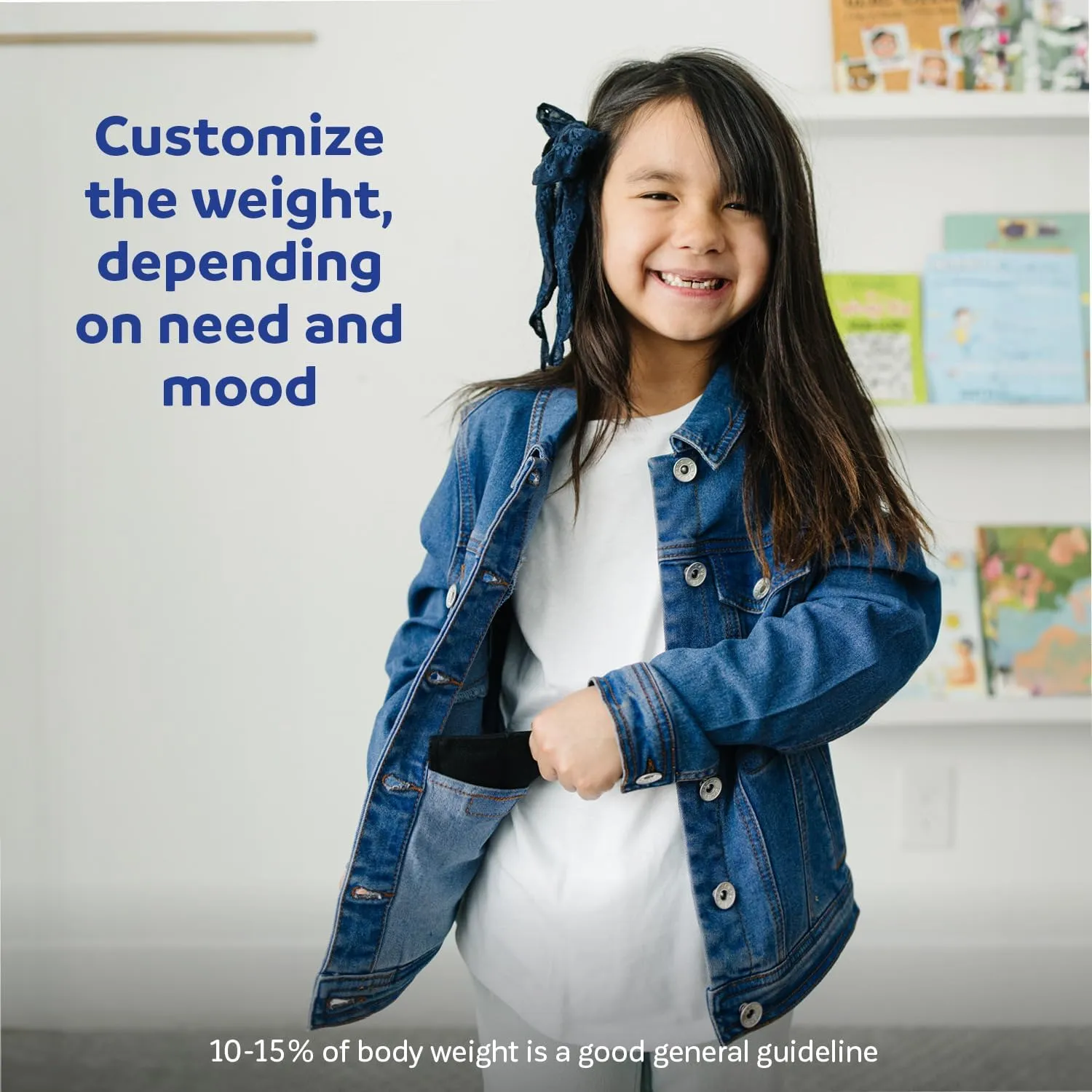 Fun and Function Weighted Denim Jacket - 2 lbs of Removable Weights - Sensory Clothing for Boys & Girls Ages 9 