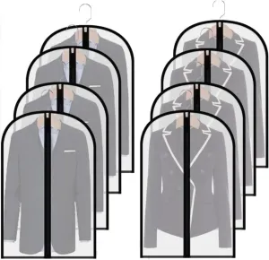 Garment Bag for Travel, 8pcs Hanging Garment Bag Gowns Garment Covers Clear Full Zipper Clothes Suit Bag Suit Luggage Bag (Color : A, Size : 60 * 140cm)