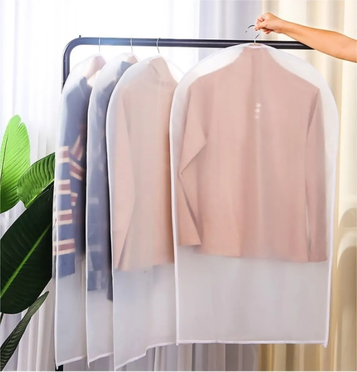 Garment Bag for Travel, 8pcs Hanging Garment Bag Gowns Garment Covers Clear Full Zipper Clothes Suit Bag Suit Luggage Bag (Color : A, Size : 60 * 140cm)