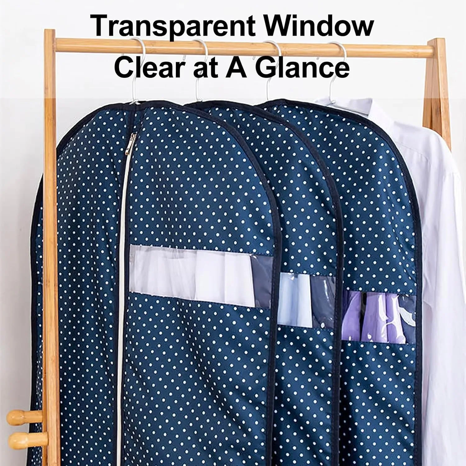 Garment Bags for Hanging Clothes, Hanging Garment Bags for Closet Storage with Clear Window Clothes Cover for Dresses, Coats(Beige,60x100cm/24x39in)