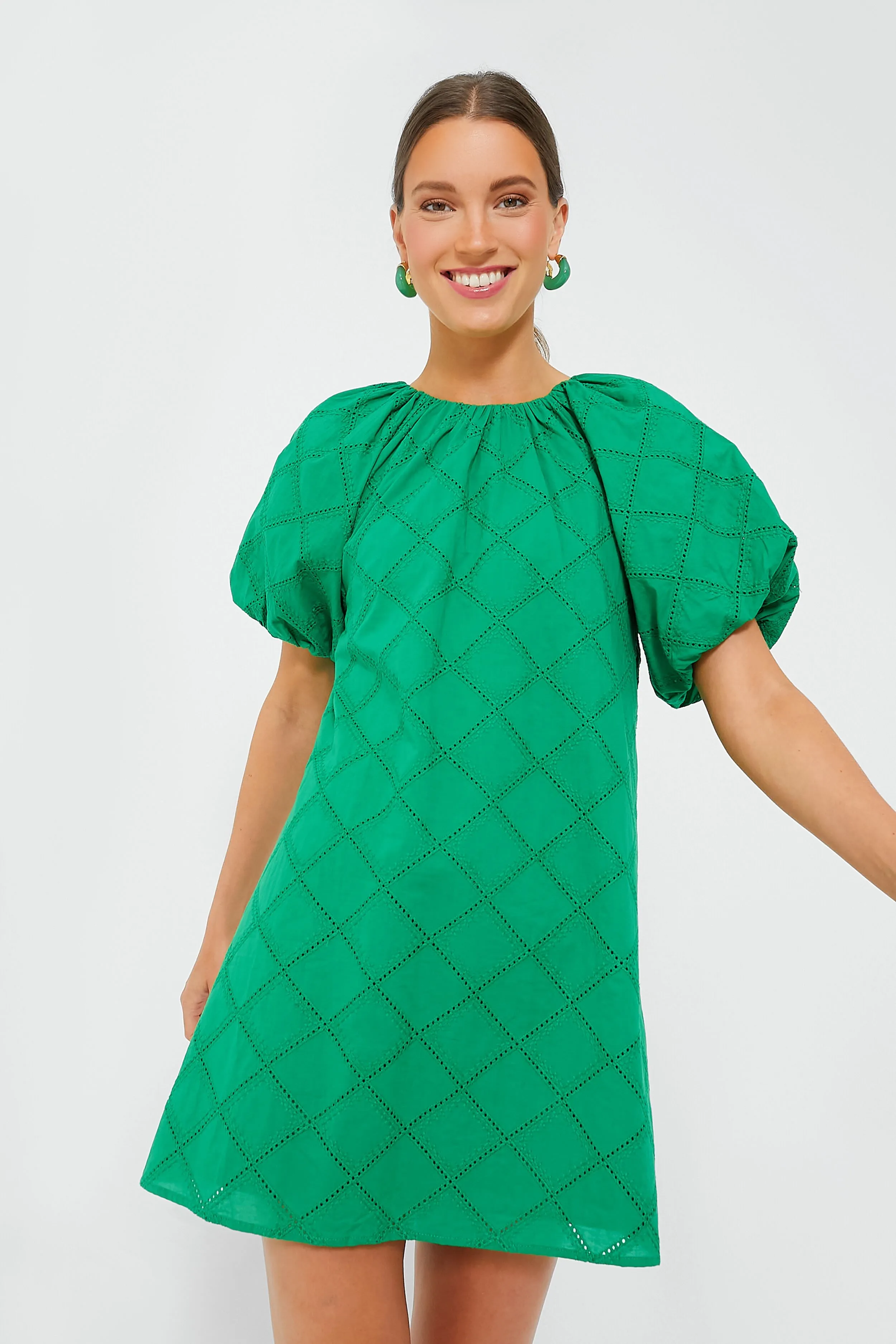 Green Eyelet Quincy Mini Dress