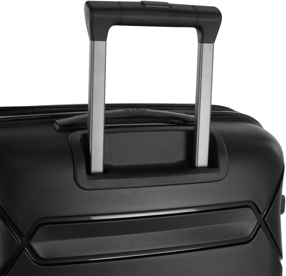 Heys Milos Durable and lightweight luggage, made with Duraflex impact-resistant material, TSA Combination Lock, Dual Spinner Wheels, and Expandable, Black, 21-Inch Carry-On