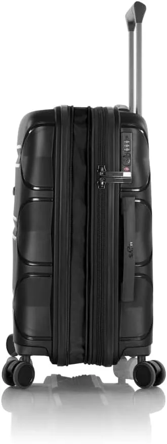 Heys Milos Durable and lightweight luggage, made with Duraflex impact-resistant material, TSA Combination Lock, Dual Spinner Wheels, and Expandable, Black, 21-Inch Carry-On