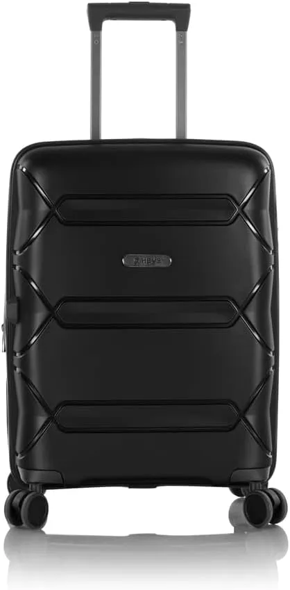 Heys Milos Durable and lightweight luggage, made with Duraflex impact-resistant material, TSA Combination Lock, Dual Spinner Wheels, and Expandable, Black, 21-Inch Carry-On