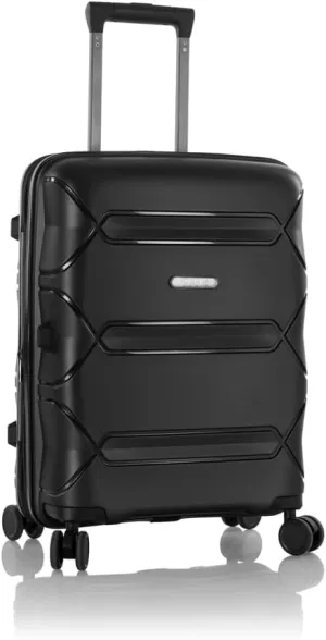 Heys Milos Durable and lightweight luggage, made with Duraflex impact-resistant material, TSA Combination Lock, Dual Spinner Wheels, and Expandable, Black, 21-Inch Carry-On