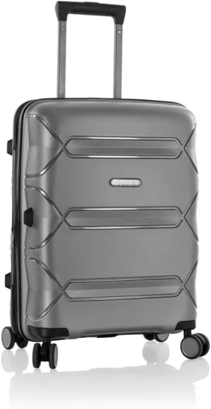 Heys Milos Durable and lightweight luggage, made with Duraflex impact-resistant material, TSA Combination Lock, Dual Spinner Wheels, and Expandable, Grey, 21-Inch Carry-On