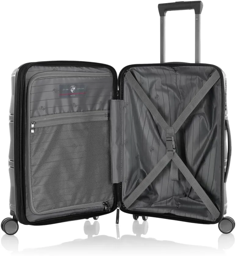 Heys Milos Durable and lightweight luggage, made with Duraflex impact-resistant material, TSA Combination Lock, Dual Spinner Wheels, and Expandable, Grey, 21-Inch Carry-On