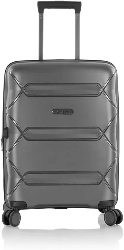 Heys Milos Durable and lightweight luggage, made with Duraflex impact-resistant material, TSA Combination Lock, Dual Spinner Wheels, and Expandable, Grey, 21-Inch Carry-On