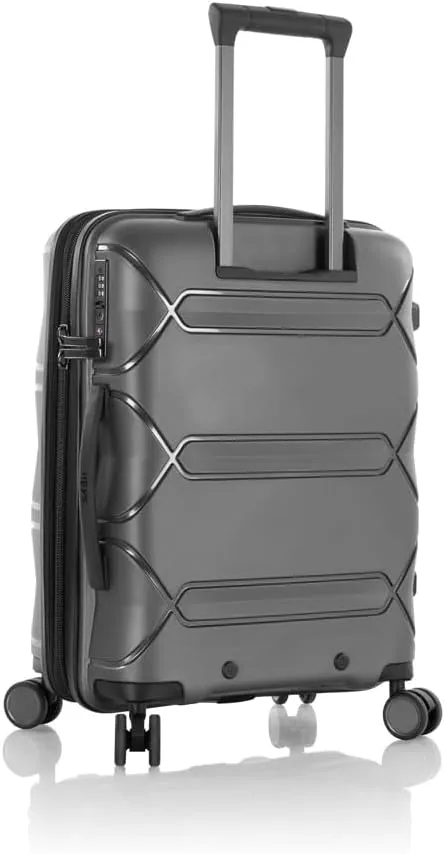 Heys Milos Durable and lightweight luggage, made with Duraflex impact-resistant material, TSA Combination Lock, Dual Spinner Wheels, and Expandable, Grey, 21-Inch Carry-On