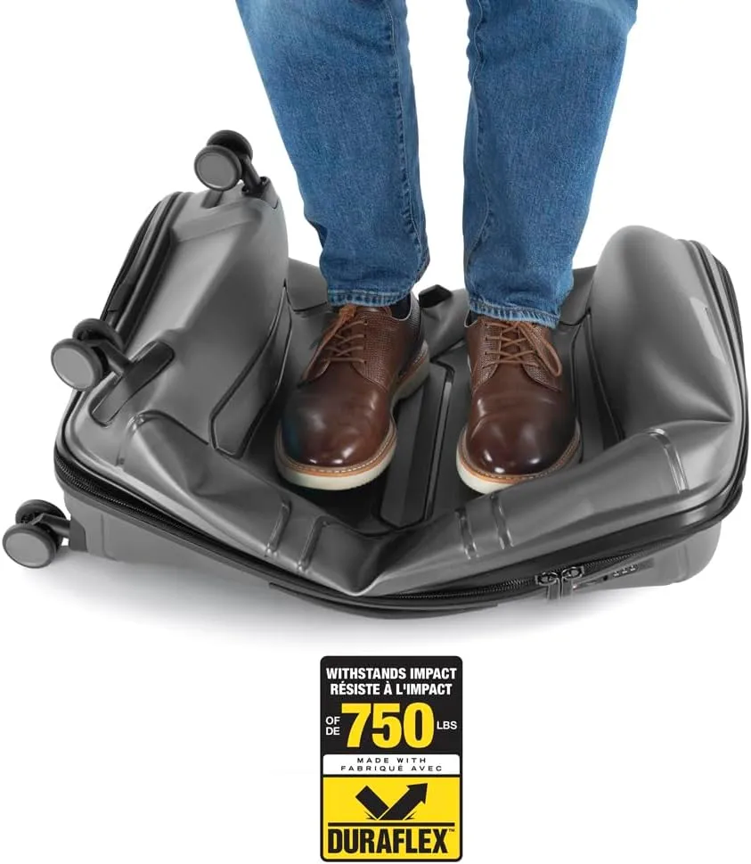 Heys Milos Durable and lightweight luggage, made with Duraflex impact-resistant material, TSA Combination Lock, Dual Spinner Wheels, and Expandable, Grey, 21-Inch Carry-On