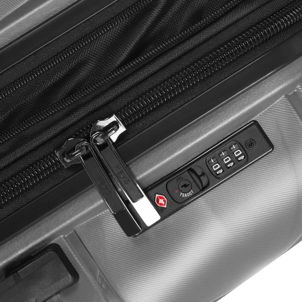 Heys Milos Durable and lightweight luggage, made with Duraflex impact-resistant material, TSA Combination Lock, Dual Spinner Wheels, and Expandable, Grey, 21-Inch Carry-On