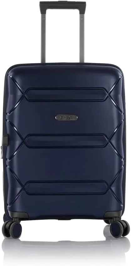 Heys Milos Durable and lightweight luggage, made with Duraflex impact-resistant material, TSA Combination Lock, Dual Spinner Wheels, and Expandable, Navy, 21-Inch Carry-On