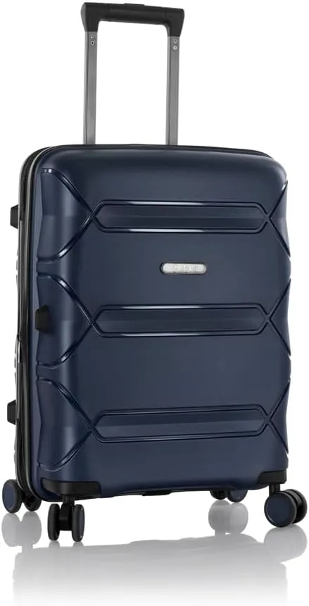 Heys Milos Durable and lightweight luggage, made with Duraflex impact-resistant material, TSA Combination Lock, Dual Spinner Wheels, and Expandable, Navy, 21-Inch Carry-On