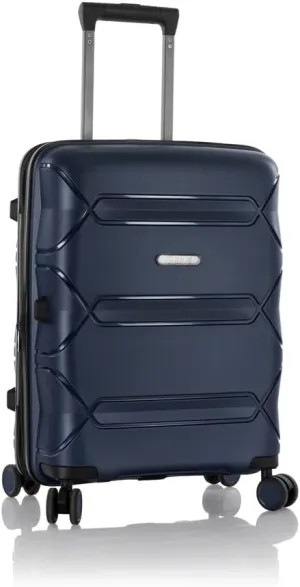 Heys Milos Durable and lightweight luggage, made with Duraflex impact-resistant material, TSA Combination Lock, Dual Spinner Wheels, and Expandable, Navy, 21-Inch Carry-On