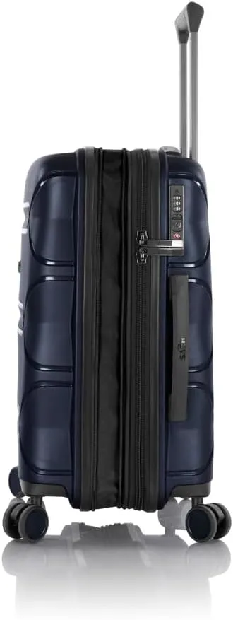 Heys Milos Durable and lightweight luggage, made with Duraflex impact-resistant material, TSA Combination Lock, Dual Spinner Wheels, and Expandable, Navy, 21-Inch Carry-On