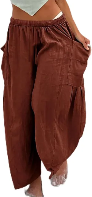 High Waist Baggy Cargo Linen Pants Women Pocket Fashion Casual Straight Wide Leg Y2K Cargo Pants Baggy Pant Plus Size