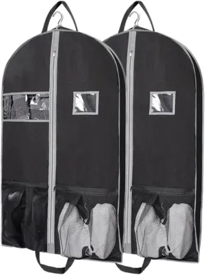 IRYZE Garment Bag for Travel, 3pcs Garment Bags Travel Closet Storage With Zipper Pocket Handles Hanging Suit Bag Suit Luggage Bag (Color : Black, Size : 60 * 125cm)
