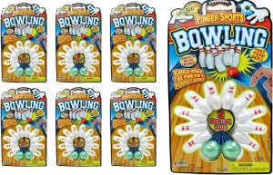 JA-RU Finger Bowling Game Set (Pack of 6) Miniature Sports Small Bowling Game Pocket Size. Plus 1 Collectible Bouncy Ball | Mini Bowling Table Set for Kids |#217-6p