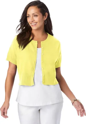 Jessica London Women's Plus Size Jewel-Neck Shrug