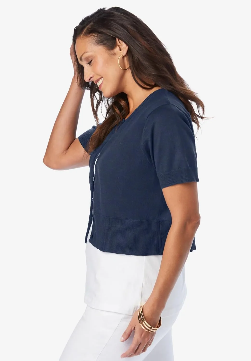 Jessica London Women's Plus Size Jewel-Neck Shrug