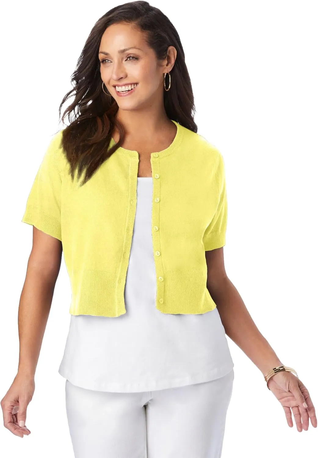 Jessica London Women's Plus Size Jewel-Neck Shrug