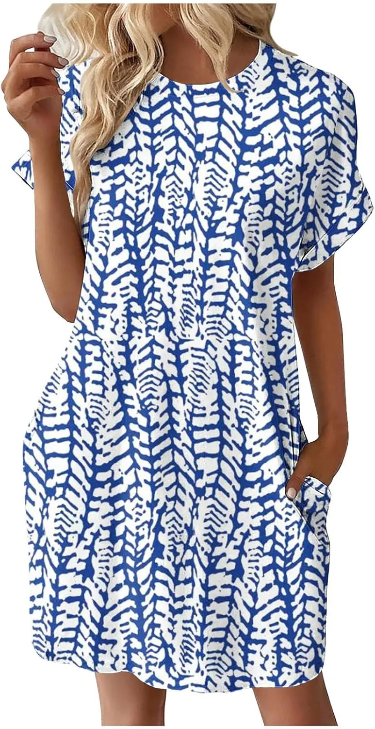 JJHAEVDY Summer Dresses for Women 2025 Short Sleeve Crewneck T-Shirt Dress Solid Color Loose Dresses Basic Short Dress Pajama