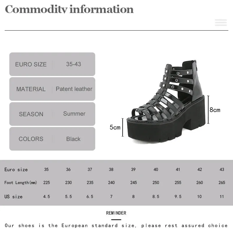 Joskaa 2024 New Chunky Sandals Heels Zip