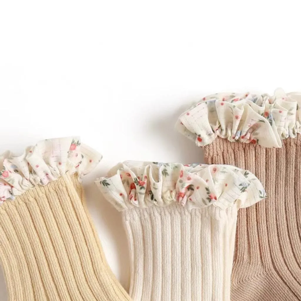 Joyce Ruffle Floral Princess Socks