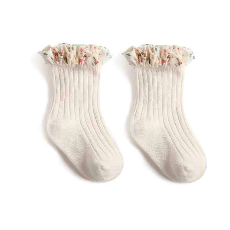 Joyce Ruffle Floral Princess Socks