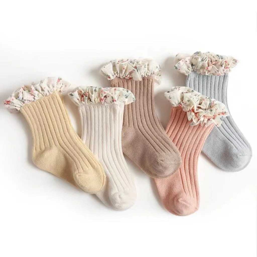 Joyce Ruffle Floral Princess Socks