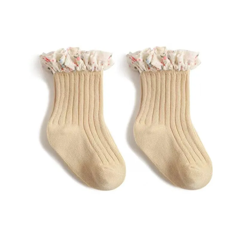Joyce Ruffle Floral Princess Socks