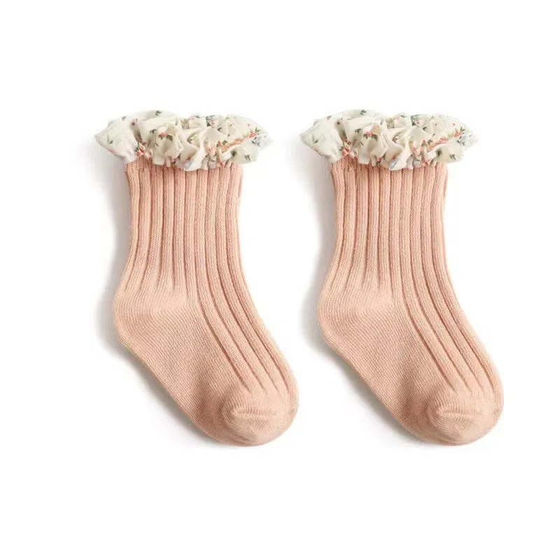 Joyce Ruffle Floral Princess Socks