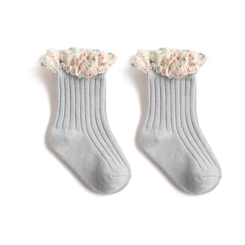 Joyce Ruffle Floral Princess Socks