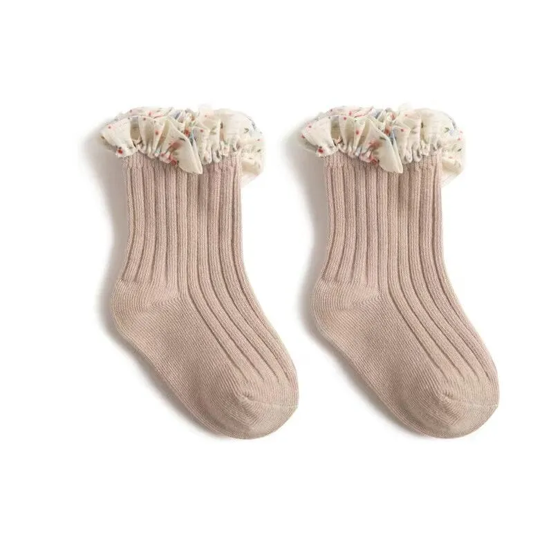 Joyce Ruffle Floral Princess Socks