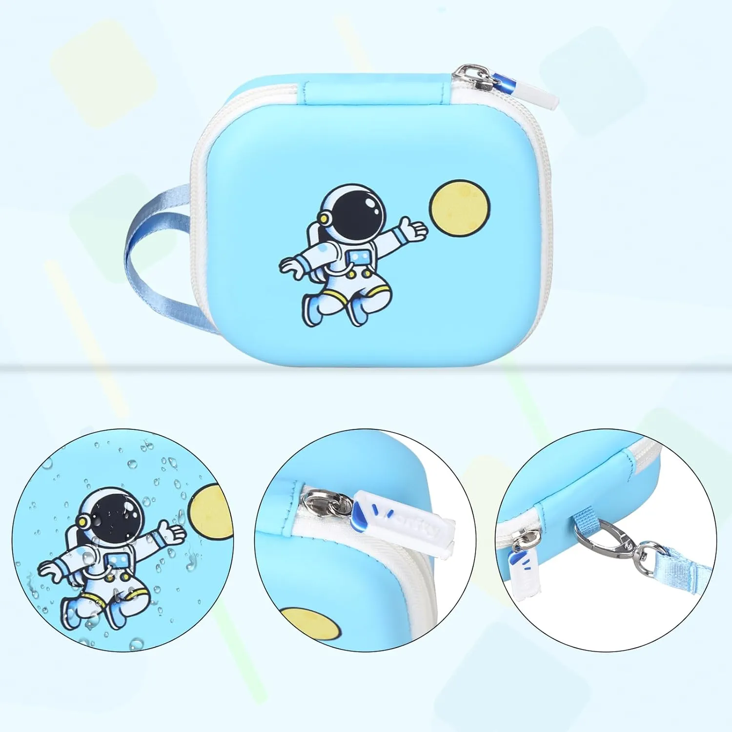 Kids Camera Case Compatible with Seckton/Desuccus/Goopow/Dylanto/Desuccus/DITUPAN/GKTZ/masterbee/Hangrui Digital Video Camera Toys Camcorder Storage Holder Carrying - Light Blue Astronaut(Case Only)
