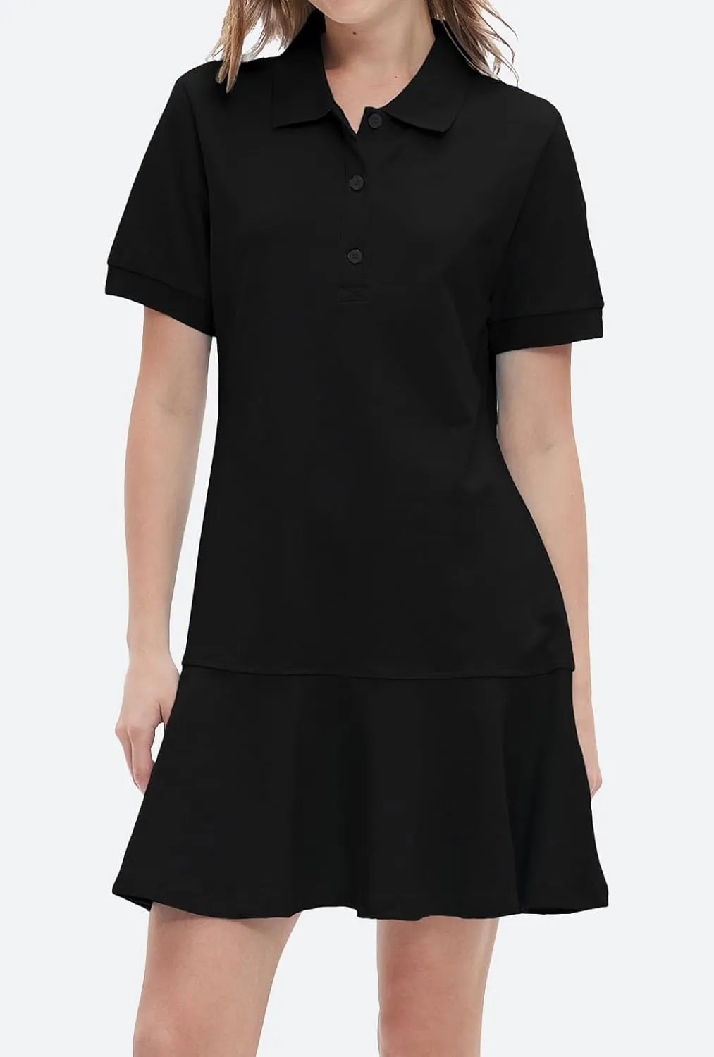 Ladyful Women's Polo Dress Short Sleeve Ruffle Hem Flowy Summer Golf Tennis Athletic Mini Dress