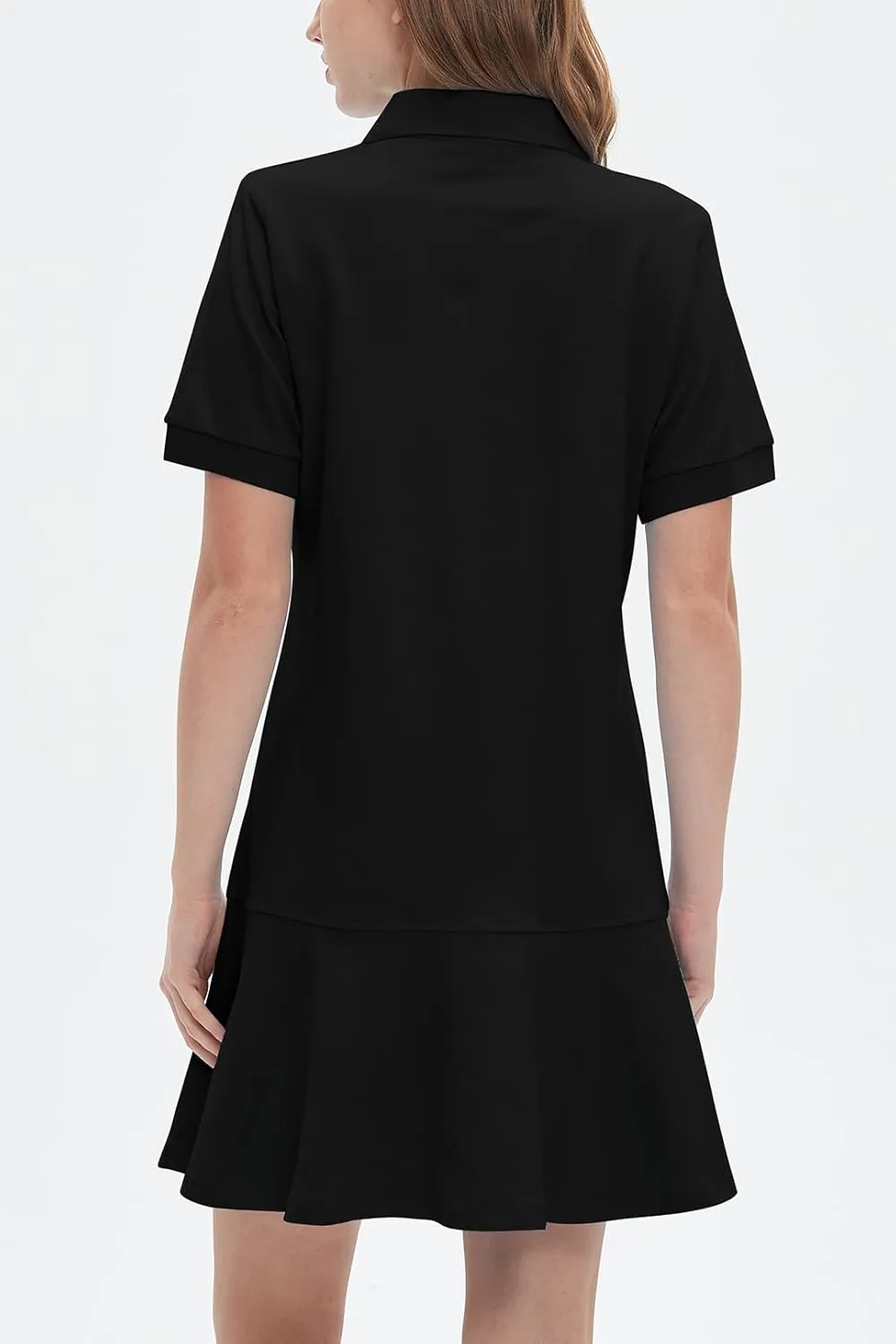 Ladyful Women's Polo Dress Short Sleeve Ruffle Hem Flowy Summer Golf Tennis Athletic Mini Dress