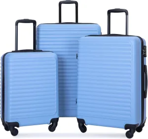 Light Blue 3 Piece Luggage Set for Stress-Free Travel, Lightweight and Durable, Featuring Spinner Wheels and Privacy Protection