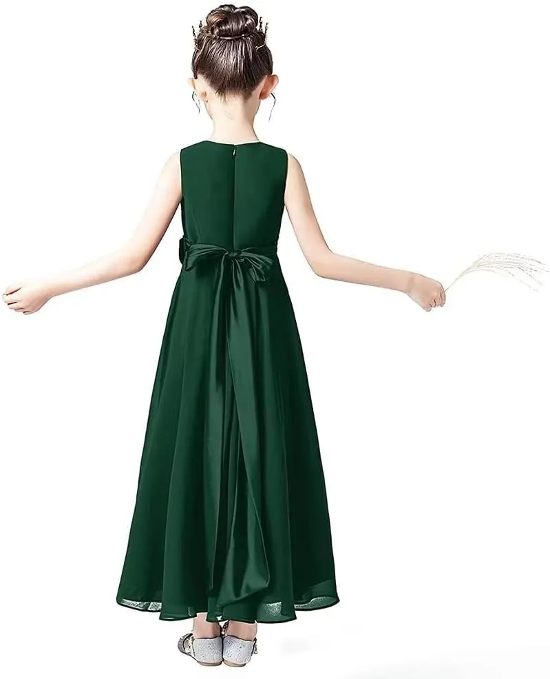 Little Juniors Girl Long Bridesmaid Dress Wedding Flower Girls Formal Pageant Party Dresses Chiffon Sleeveless