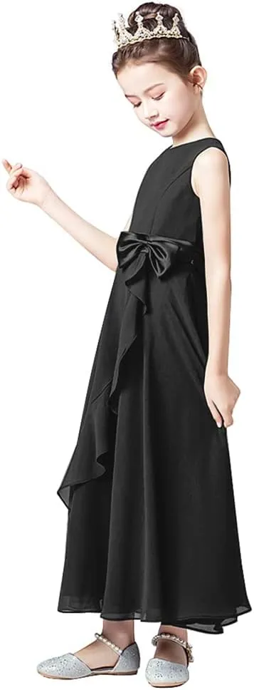Little Juniors Girl Long Bridesmaid Dress Wedding Flower Girls Formal Pageant Party Dresses Chiffon Sleeveless
