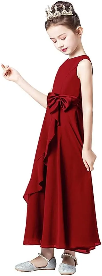 Little Juniors Girl Long Bridesmaid Dress Wedding Flower Girls Formal Pageant Party Dresses Chiffon Sleeveless