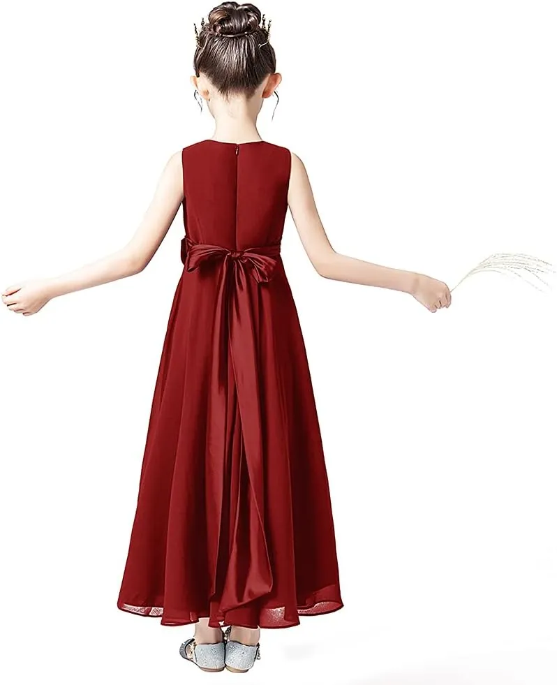 Little Juniors Girl Long Bridesmaid Dress Wedding Flower Girls Formal Pageant Party Dresses Chiffon Sleeveless