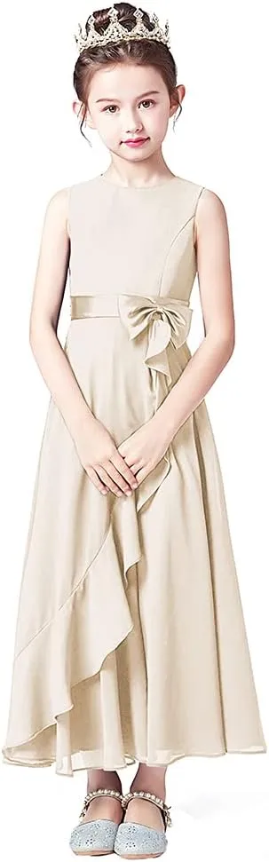 Little Juniors Girl Long Bridesmaid Dress Wedding Flower Girls Formal Pageant Party Dresses Chiffon Sleeveless