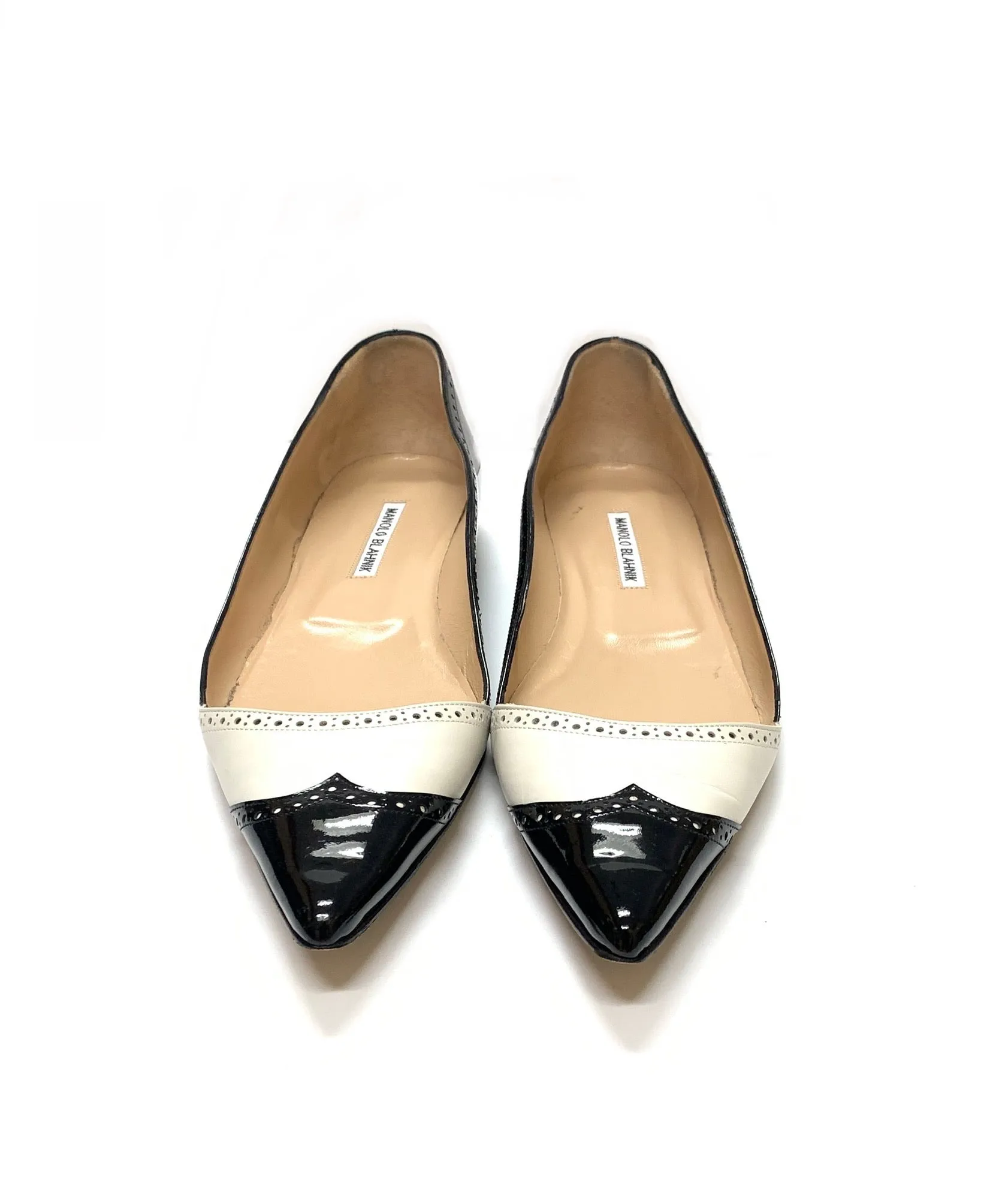 MANOLO BLAHNIK AGAFLAT POINTY SPECTATOR FLATS SIZE 42